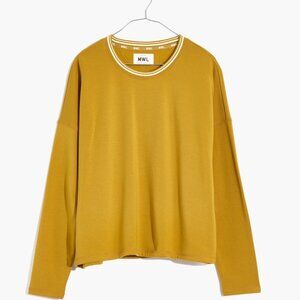 Madewell Superbrushed Easygoing Ringer Sweatshirt, Yellow, Medium